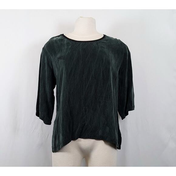 PalaPala Tops - PalaPala Top Dark Green Silk Lagenlook Wearable Art Women's Size 1 Fits S/M